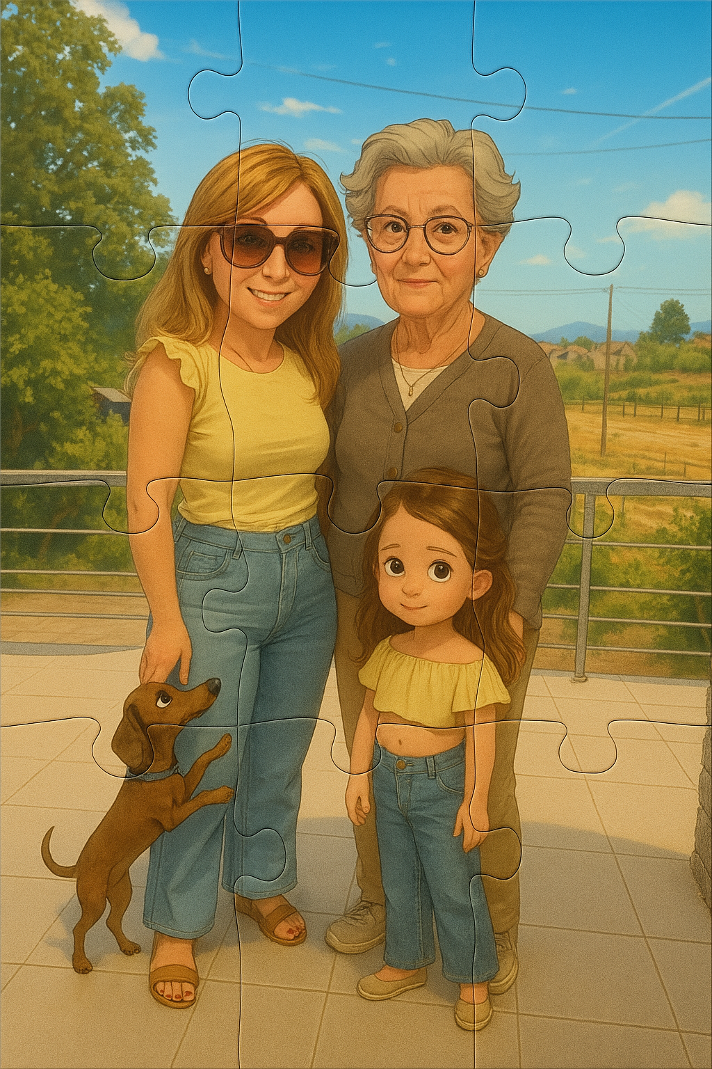 Puzzle personalizado de uma família com avó e criança
