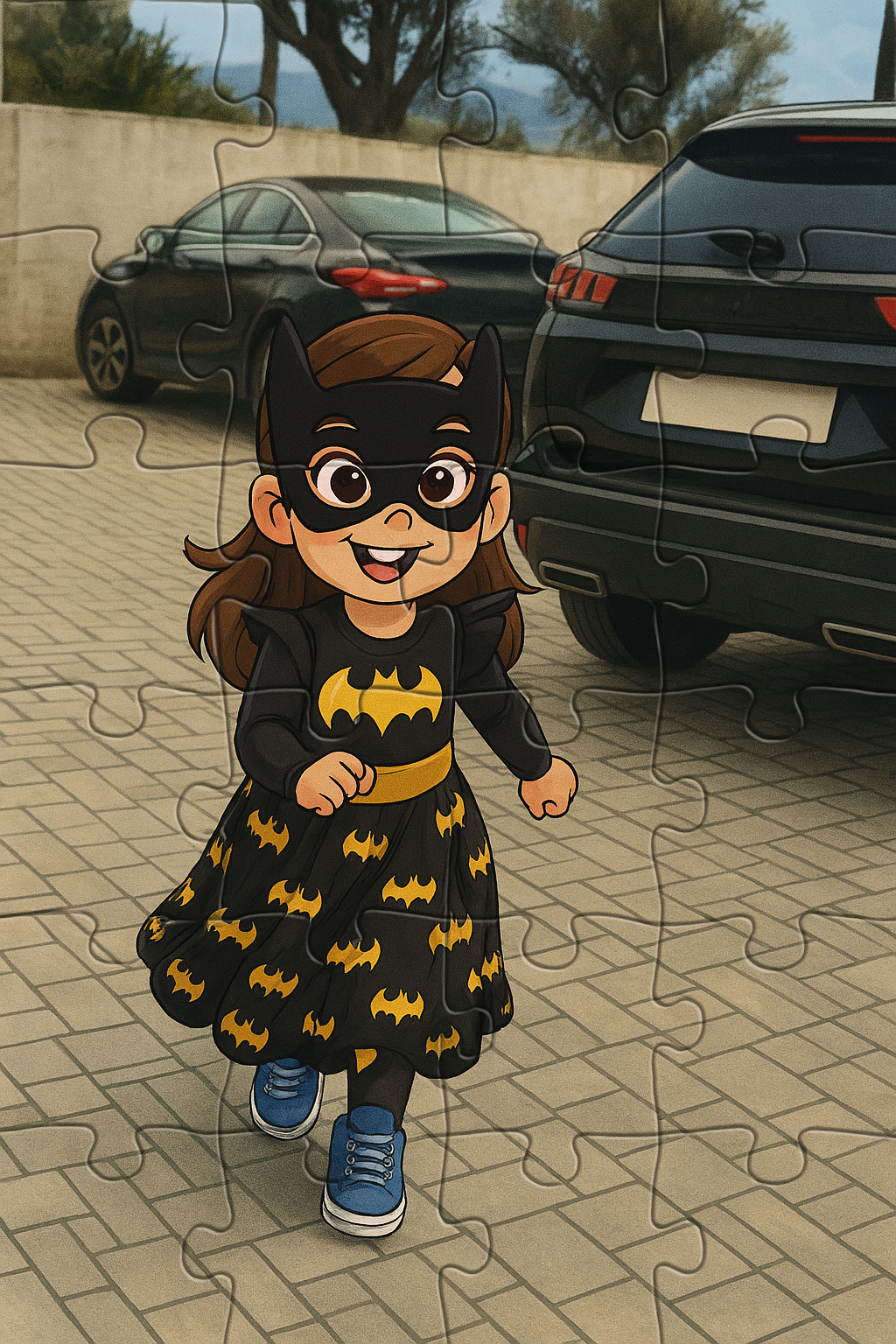 Puzzle personalizado de uma menina com fantasia de Batman